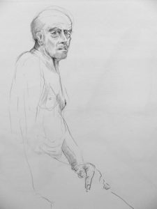 Paul Bacon Drawing Pencil on Paper 024 head of a man