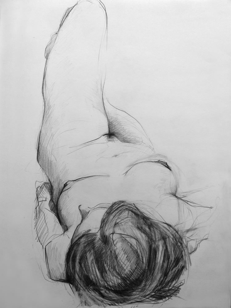 Paul Bacon Pencil on Paper Drawing 11-010 female nude reclining